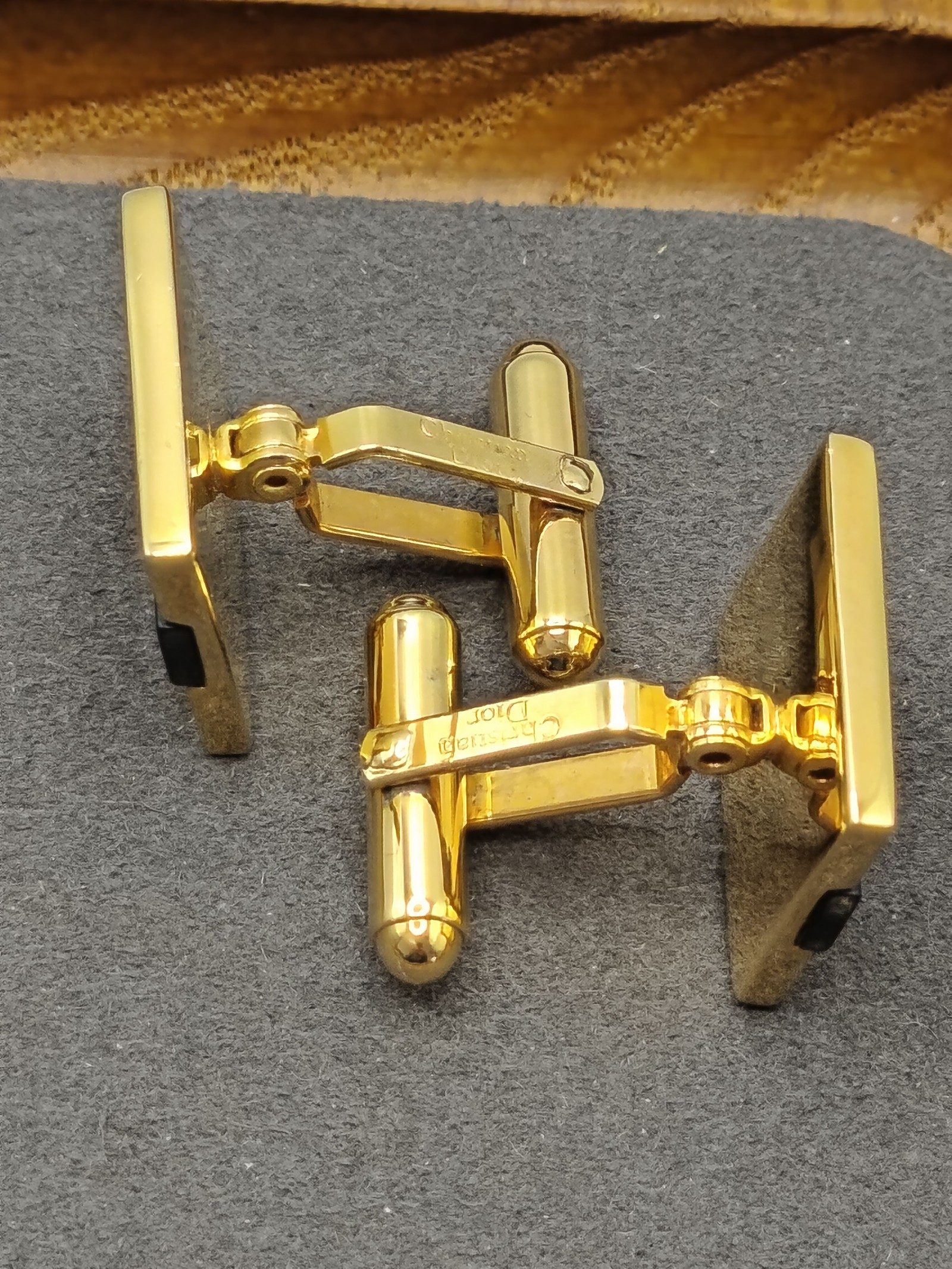 Christian Dior Gold & Silver Tone Striped Cufflinks Men's image 9