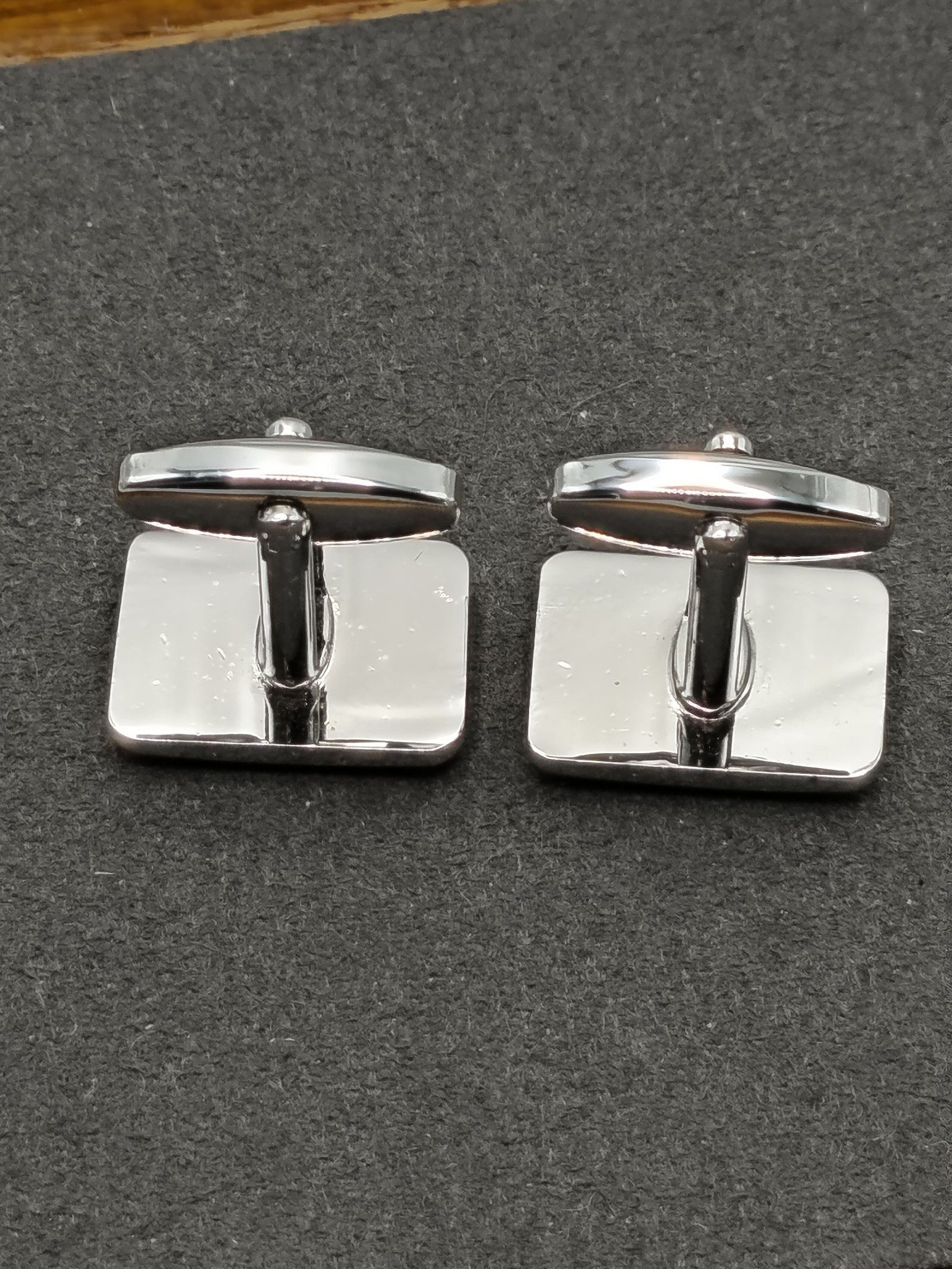 Mario Valentino Silver & Gold Tone Rectangle Men's Cufflinks with Box image 7