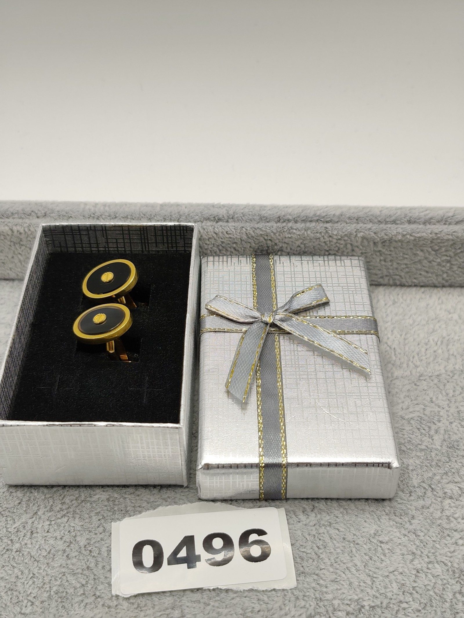 Dunhill Men Gold & Black Round Cufflinks with Box Other