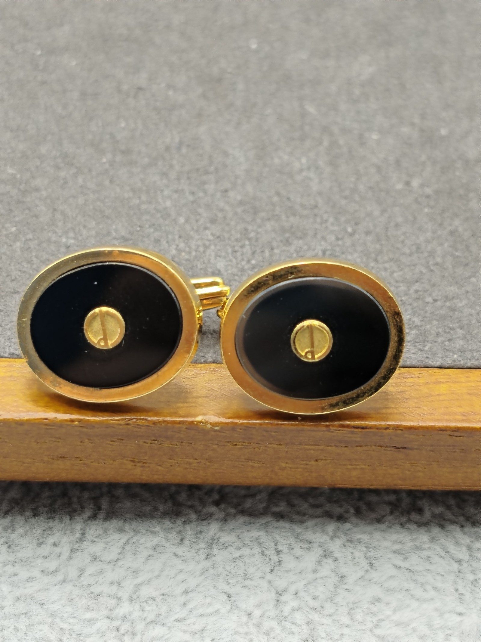 Dunhill Men Gold & Black Round Cufflinks with Box Other image 3