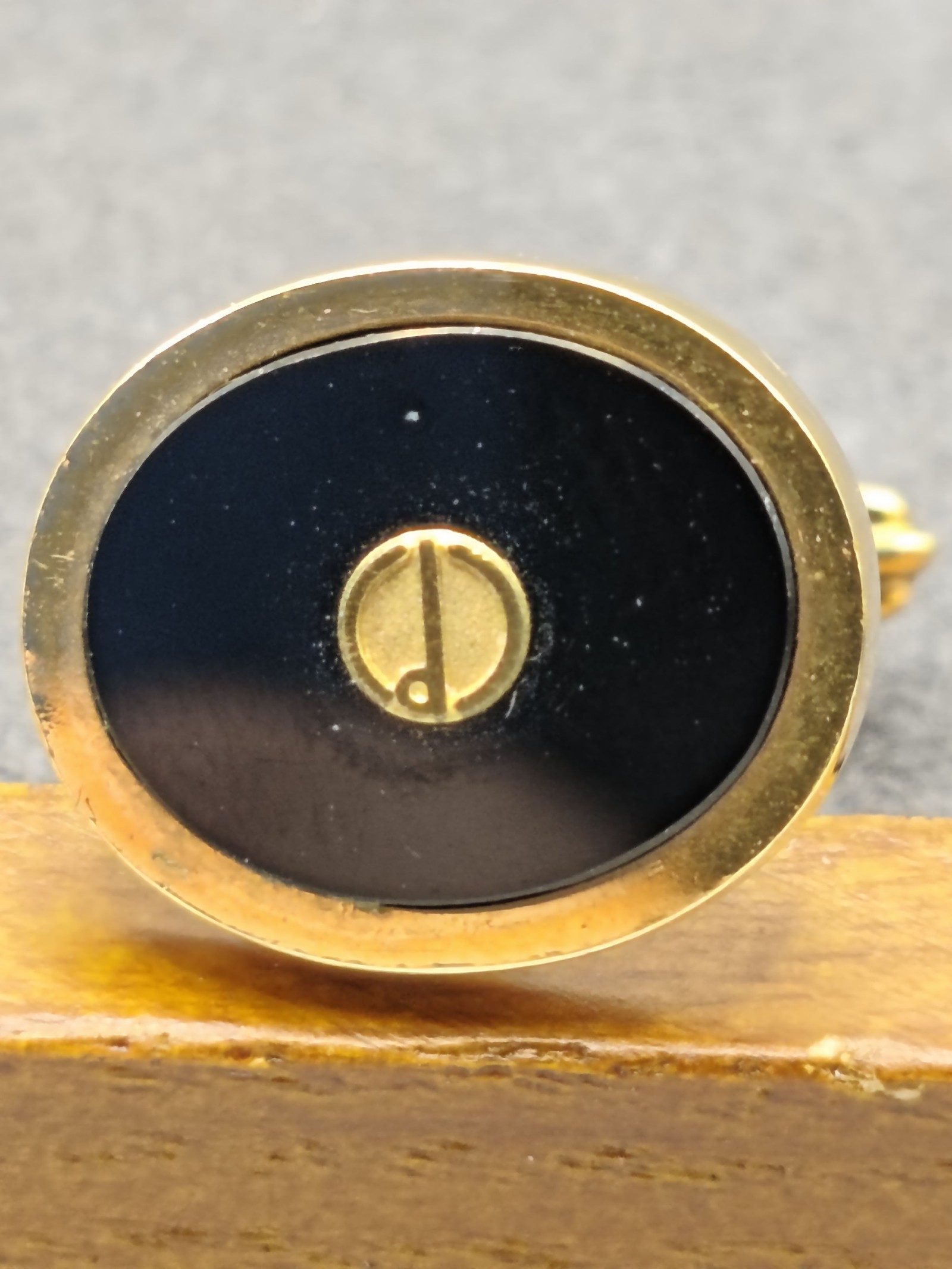 Dunhill Men Gold & Black Round Cufflinks with Box Other image 5