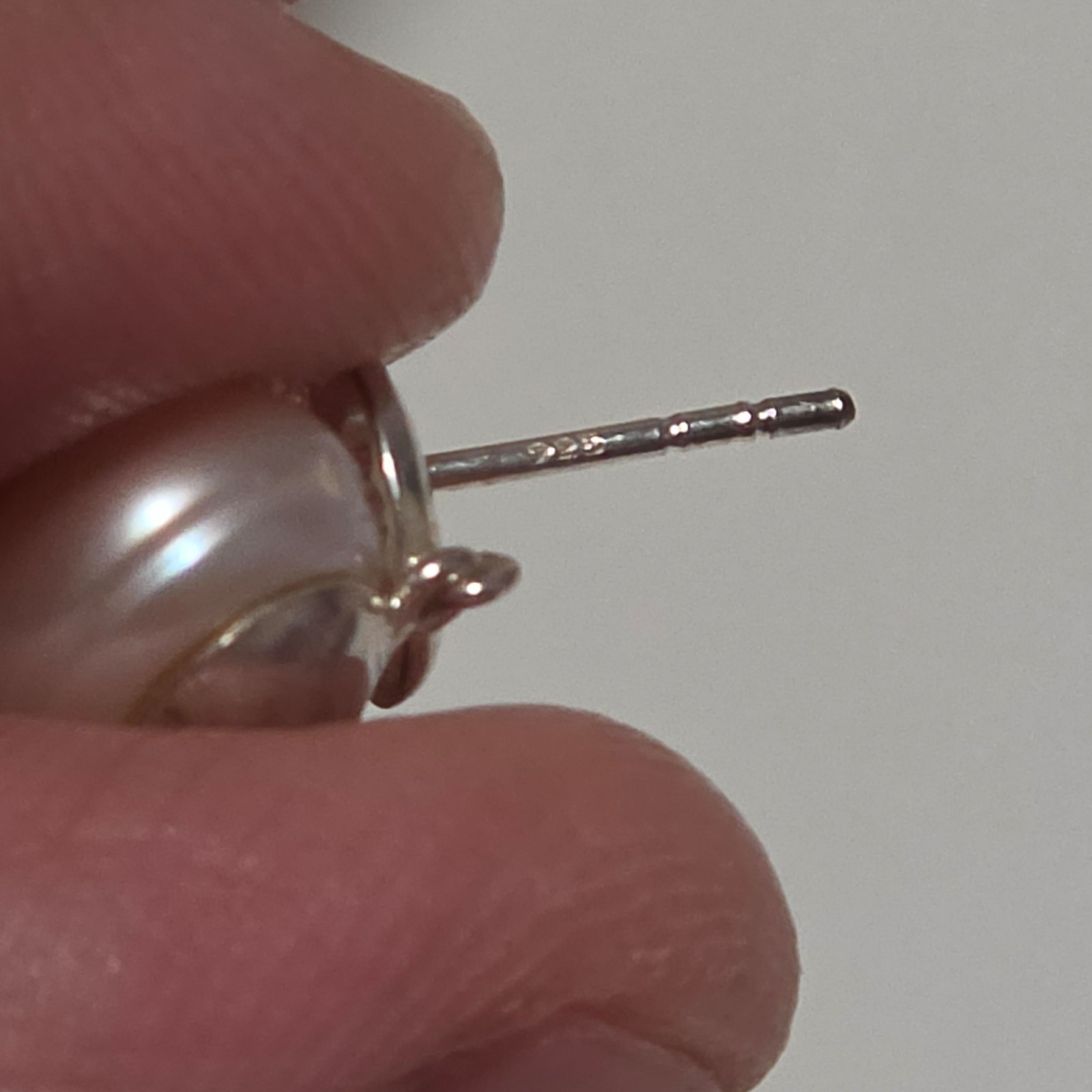 925 Sterling Silver Pink Pearl Stud Earrings with Rhinestone Circle.b5 image 4