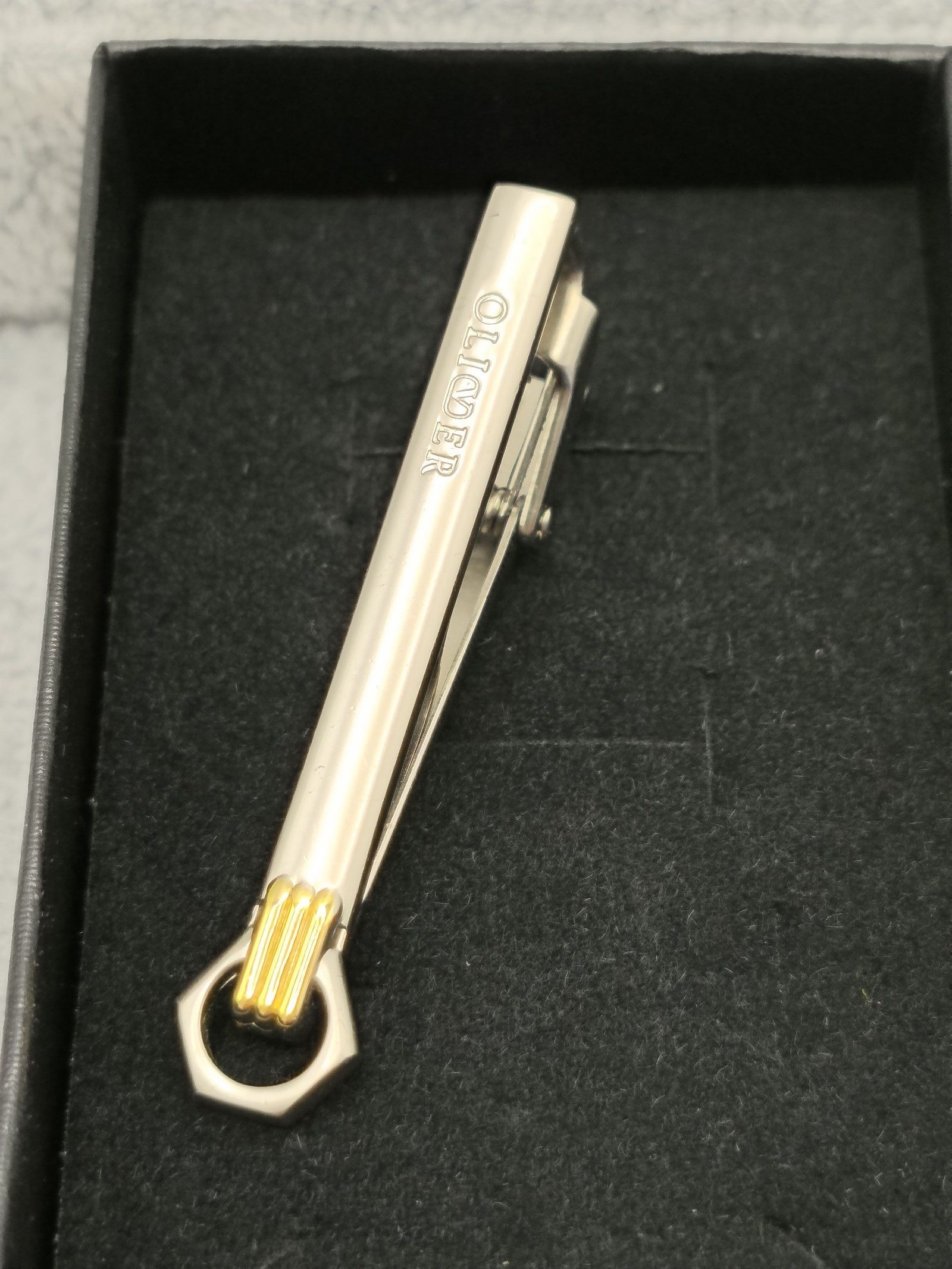 Oliver Silver & Gold Tone Men’s Tie Clip 6 cm image 2
