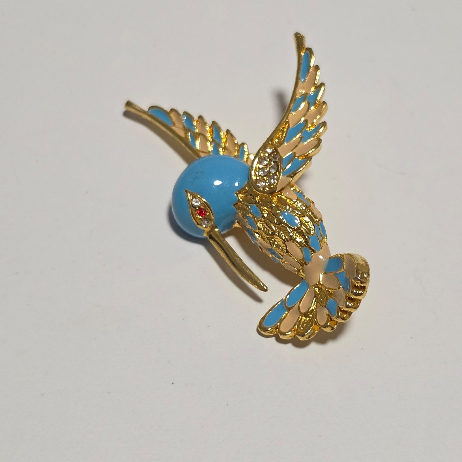 Blue Enamel Hummingbird Bird Brooch .b5 image 2