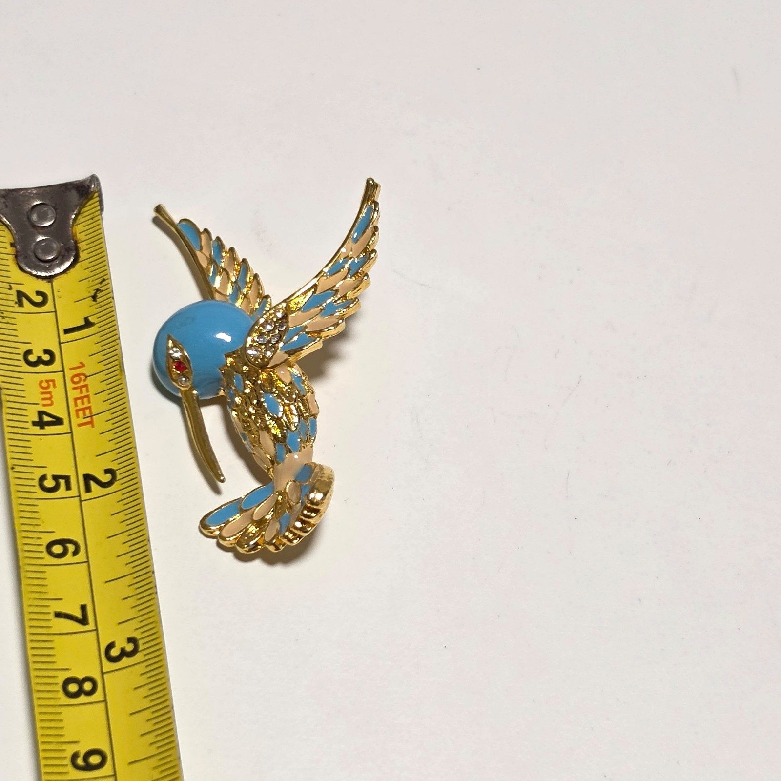 Blue Enamel Hummingbird Bird Brooch .b5 image 3