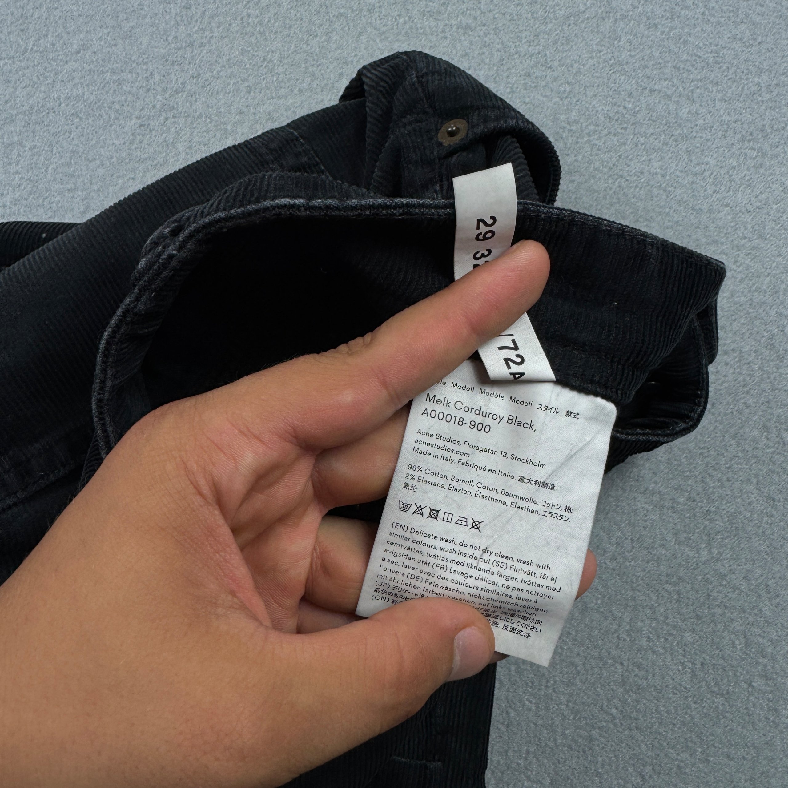 Acne Studios Melk Black Corduroy Slim Fit Cord Jeans Size W29 L32 image 9