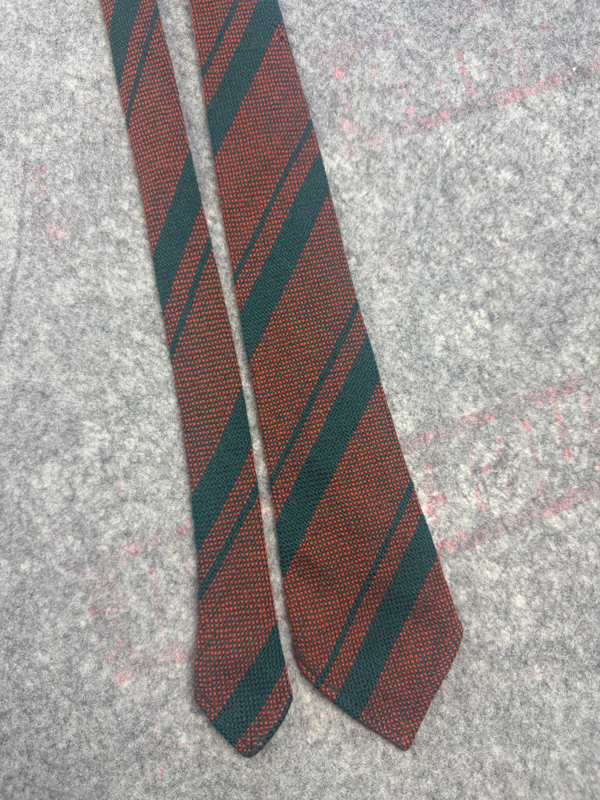 Vintage ABTEX Green & Rust Knitted Wool Stripe Tie One Size