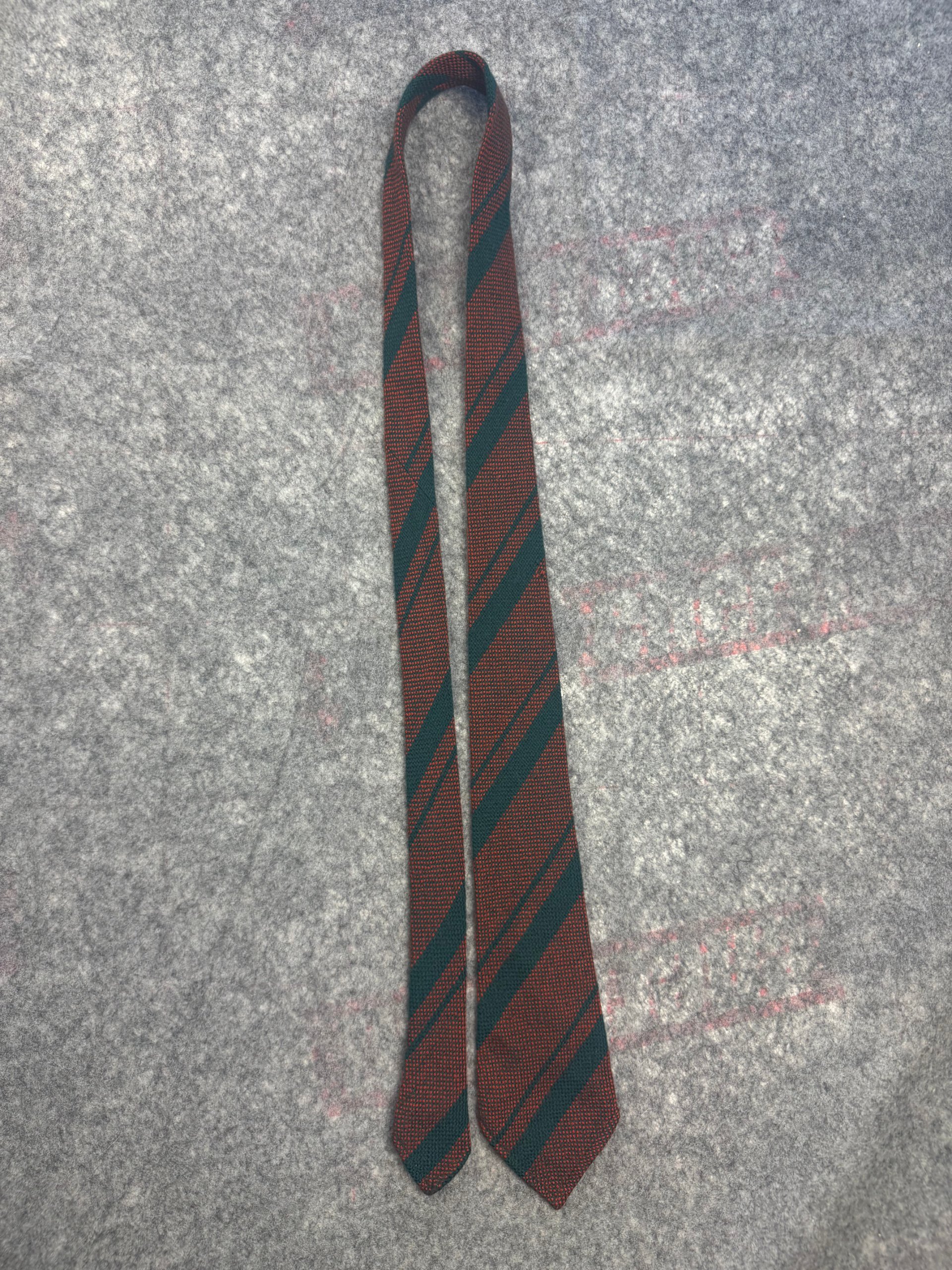 Vintage ABTEX Green & Rust Knitted Wool Stripe Tie One Size image 3