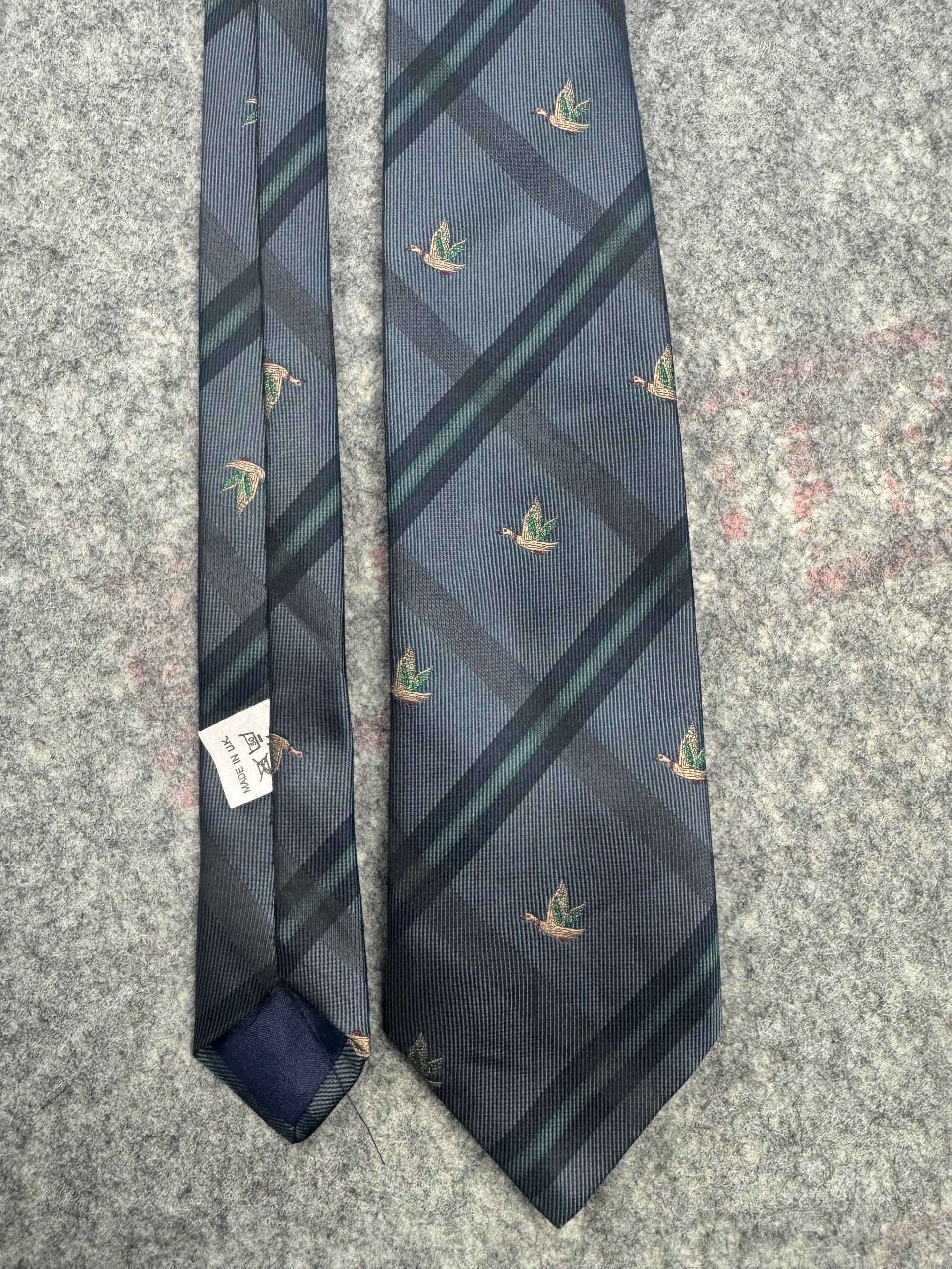 The Burton Collection Navy Duck Motif Silk Tie One Size