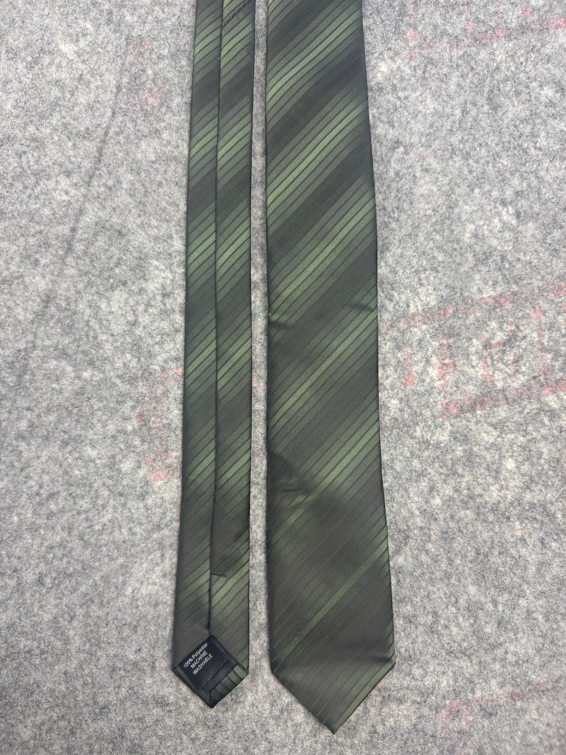 1860 Green & Black Stripe Silk-Feel Tie One Size