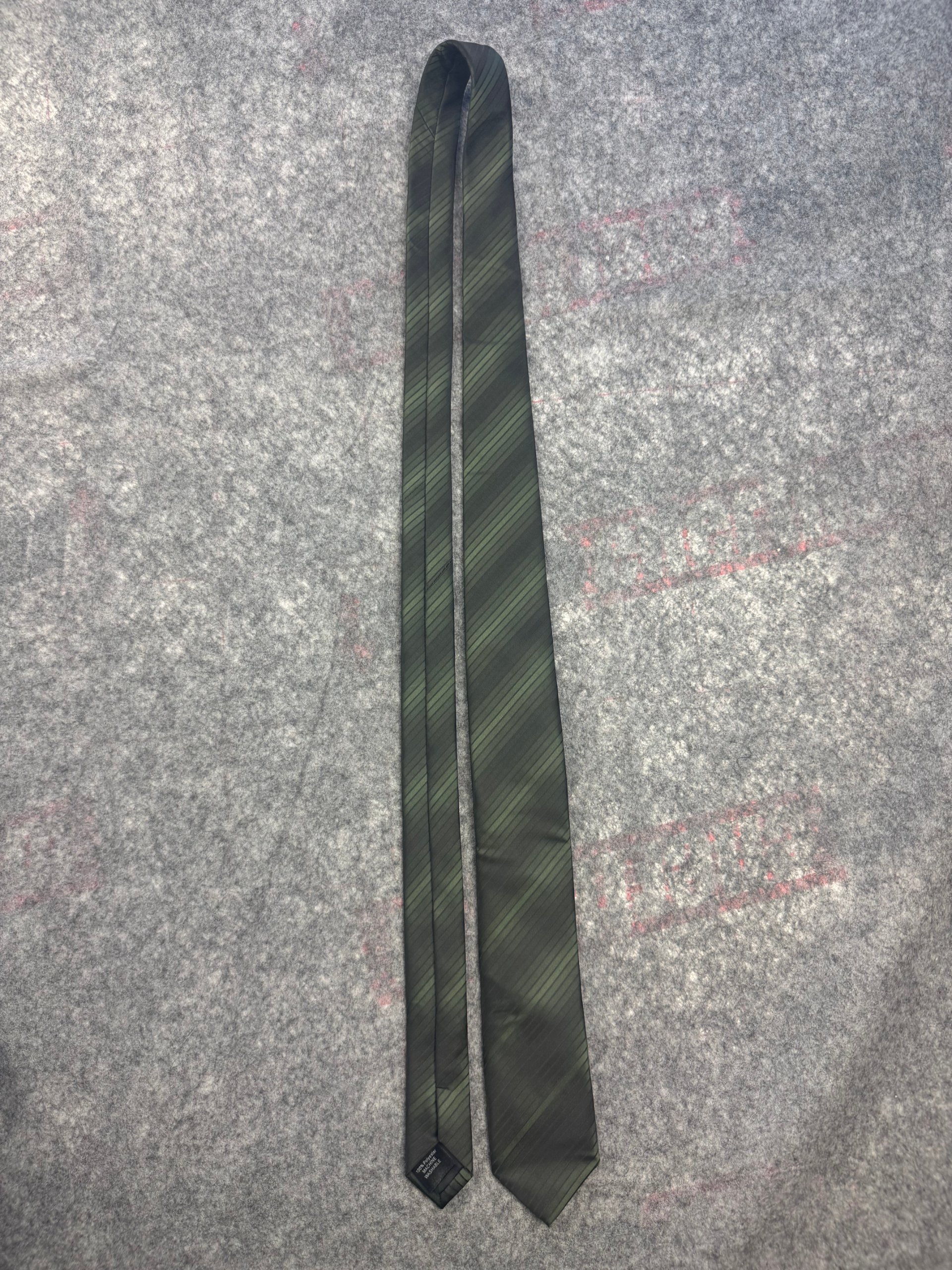 1860 Green & Black Stripe Silk-Feel Tie One Size image 3
