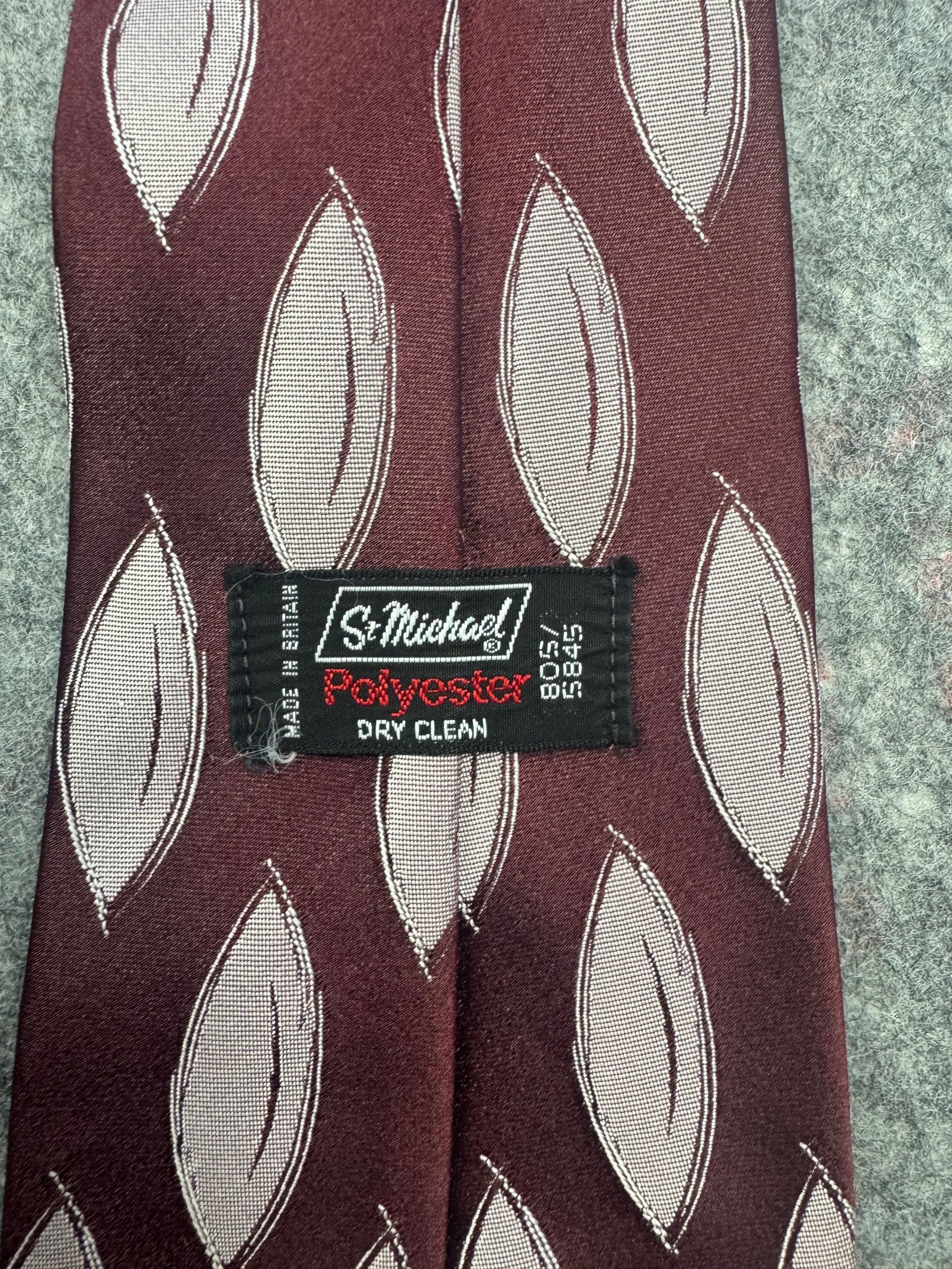 St. Michael Burgundy & Pink Patterned Tie Polyester image 2