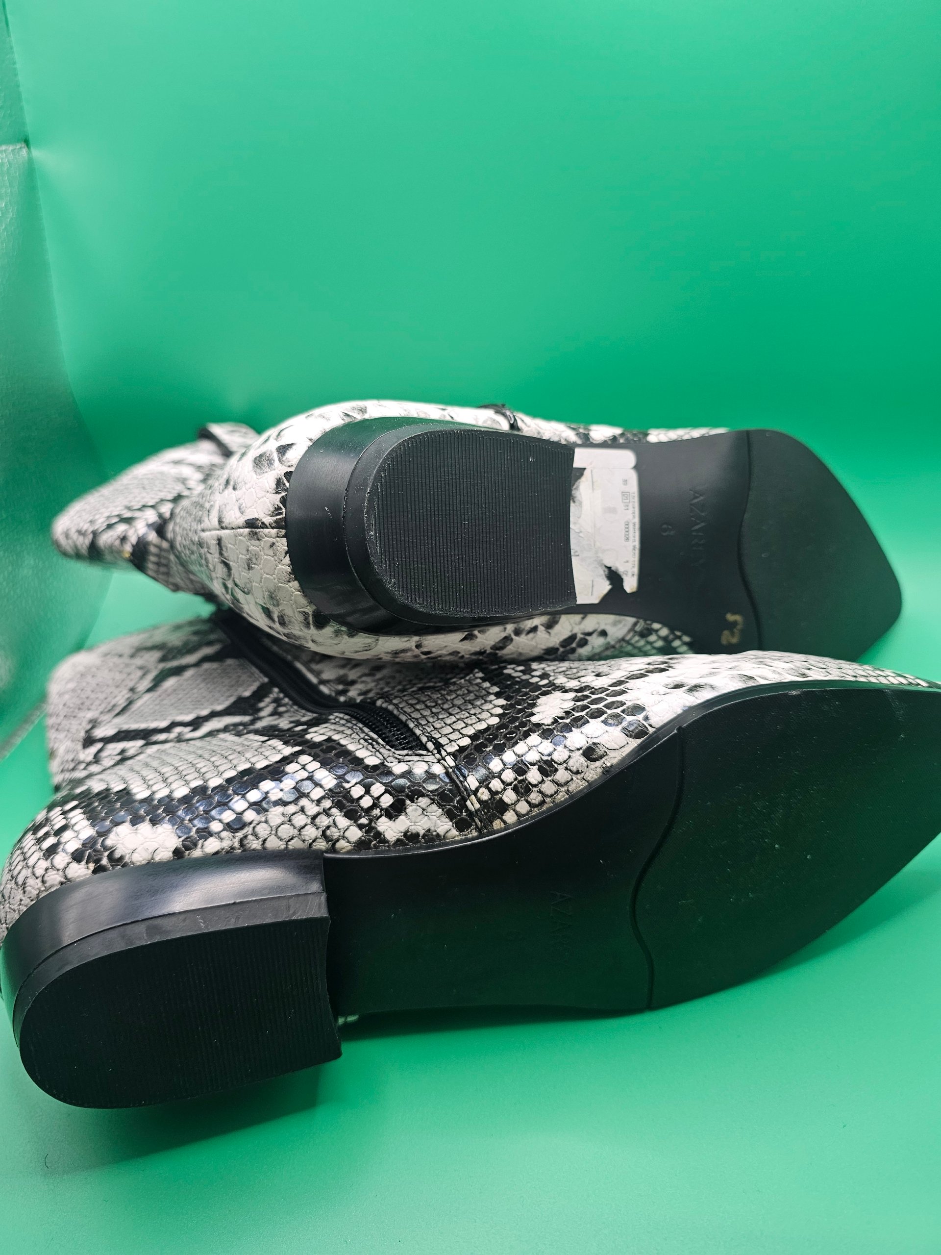 Black & White Faux Snake Skin Ankle Boots UK 6 Azarey Faux Leather image 6