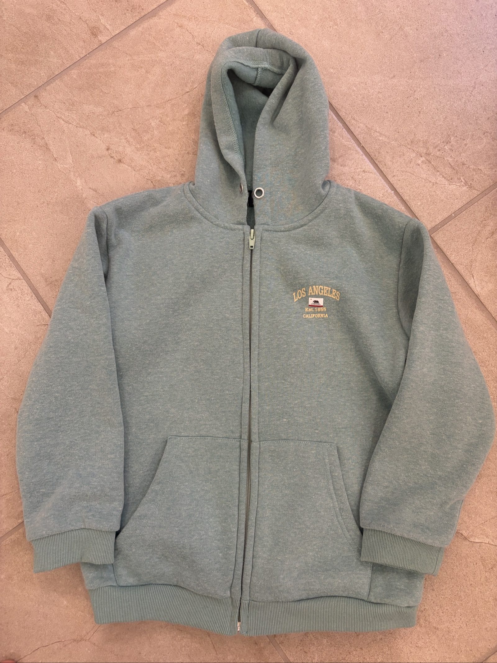 Ocean Life CA Green Zip-Up Hoodie XL Los Angeles Print