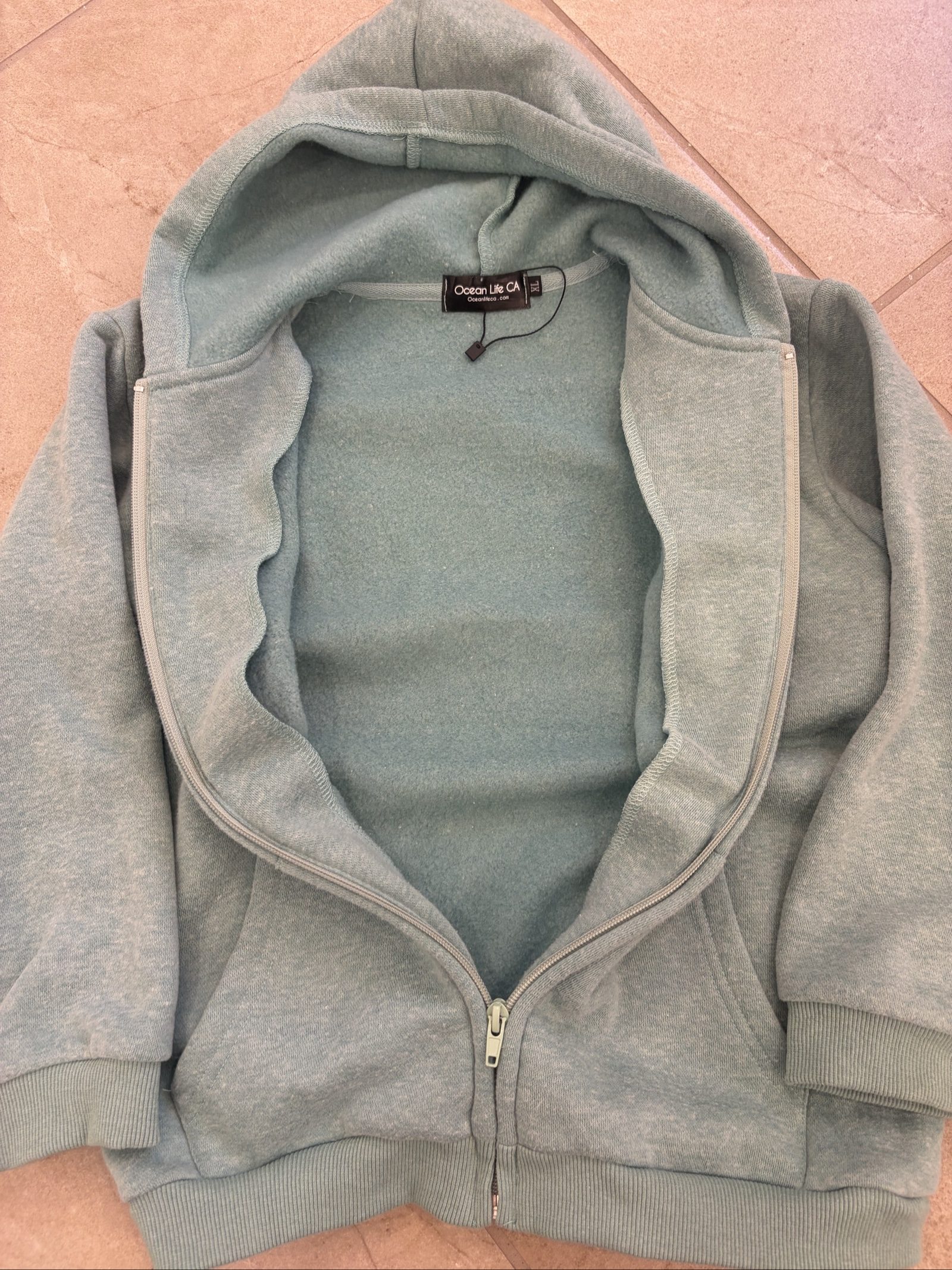 Ocean Life CA Green Zip-Up Hoodie XL Los Angeles Print image 4
