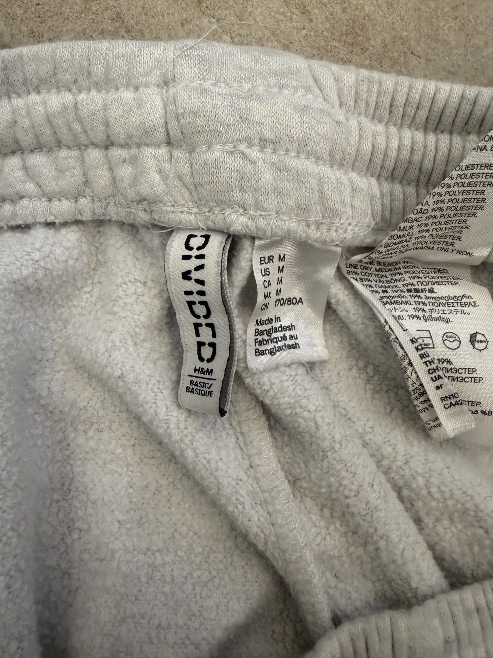 H&M Grey Cotton & Polyester Men's M Lounge Shorts Raw Hem image 2