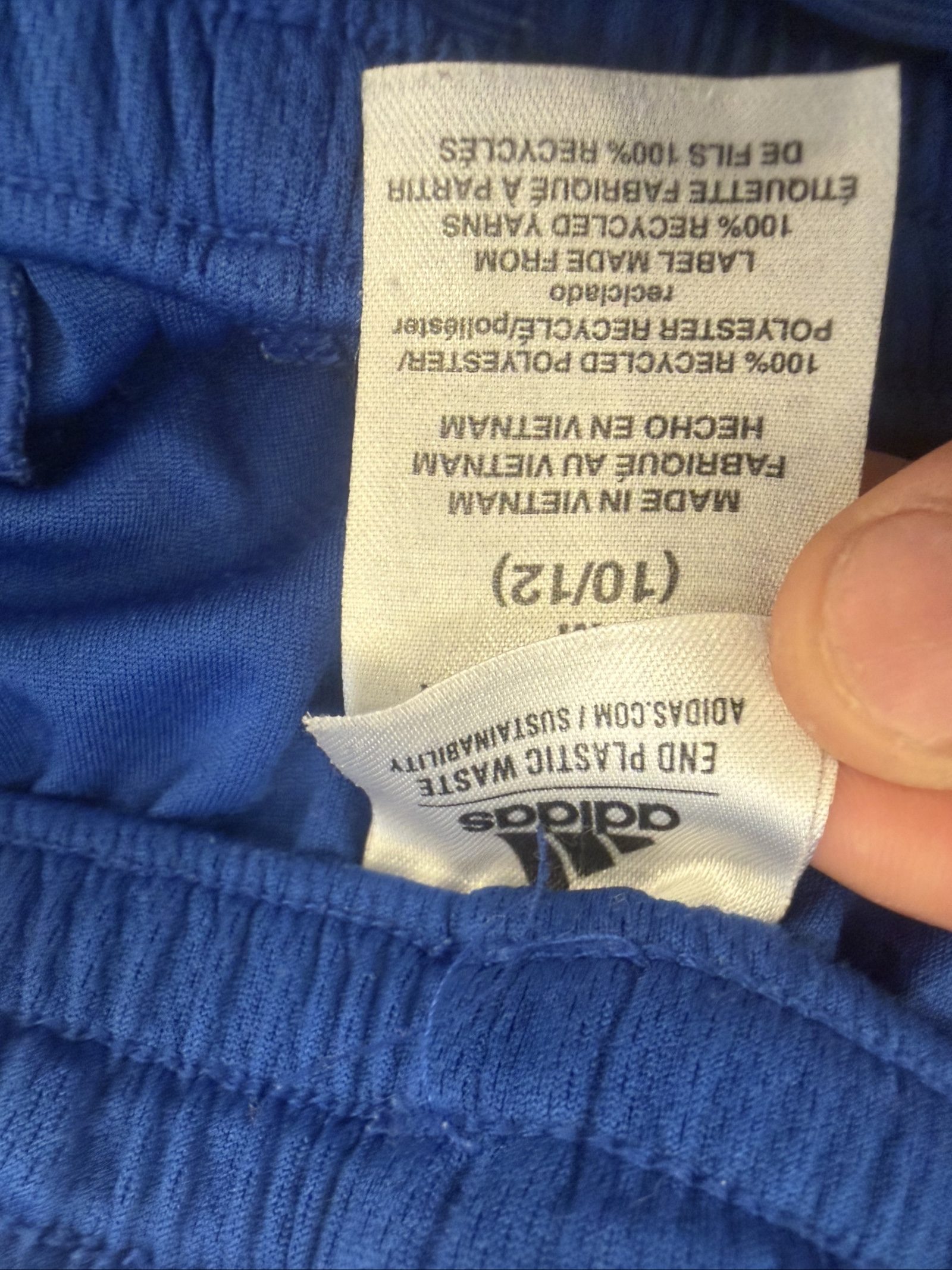 Adidas Blue Athletic Shorts 10/12 Recycled Polyester image 2