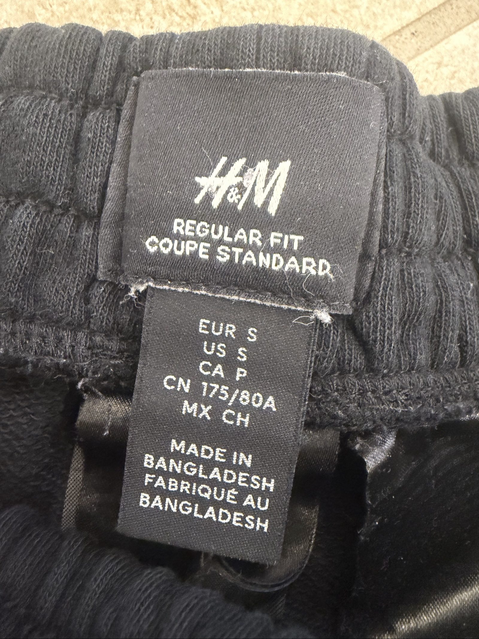 H&M Black Regular Fit Sweatpants Small image 5
