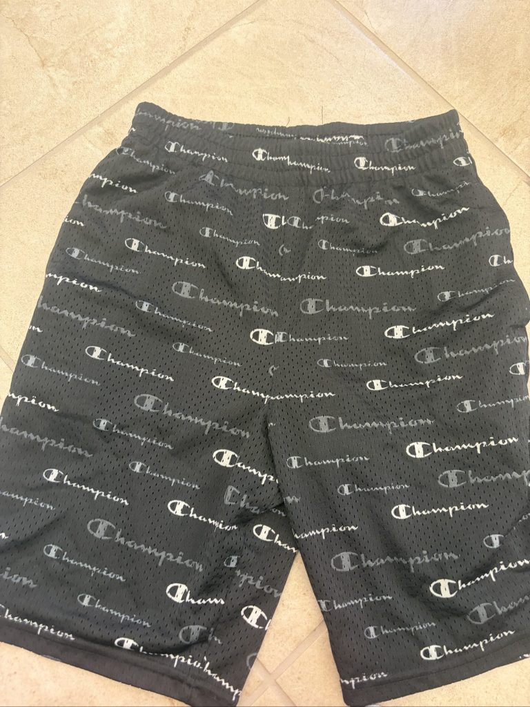 Champion Black Allover Logo Mesh Athletic Shorts 416 Size Small