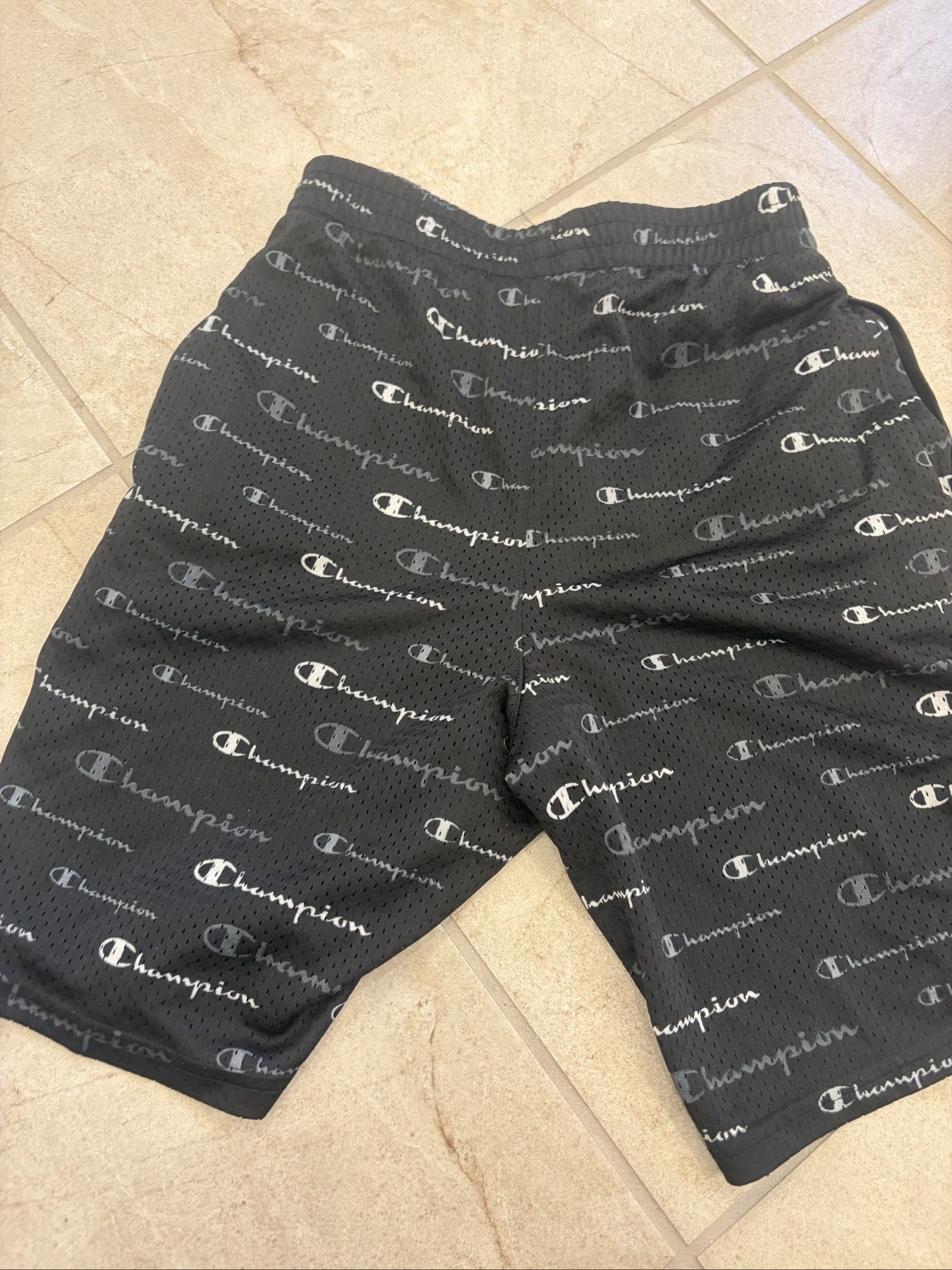Champion Black Allover Logo Mesh Athletic Shorts 416 Size Small image 2