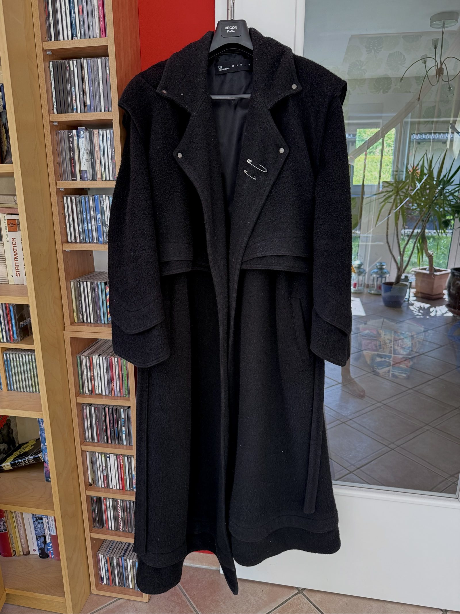 Unvain Studios Black Long Wool Blend Coat Medium