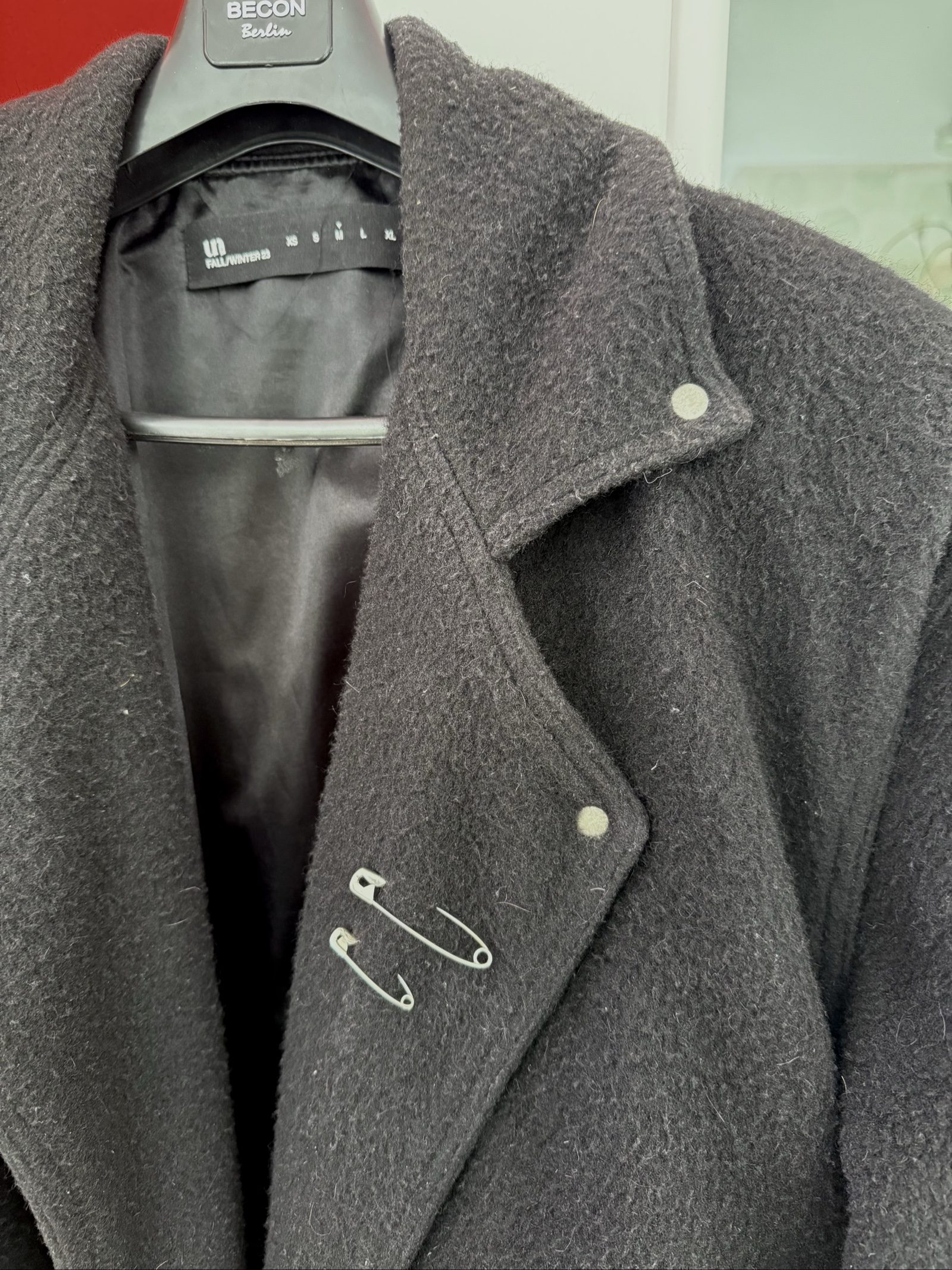 Unvain Studios Black Long Wool Blend Coat Medium image 3