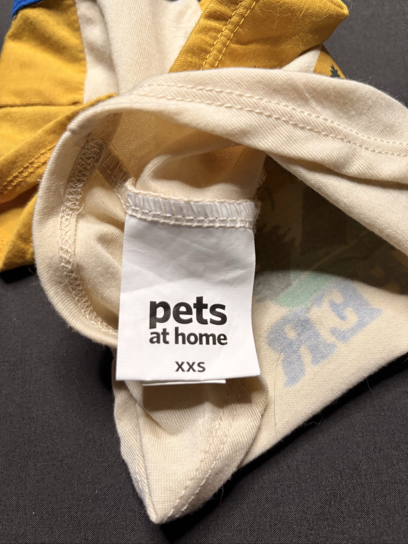 Pets At Home Yellow & Blue Happy Camper Dog Shirt XXS image 3