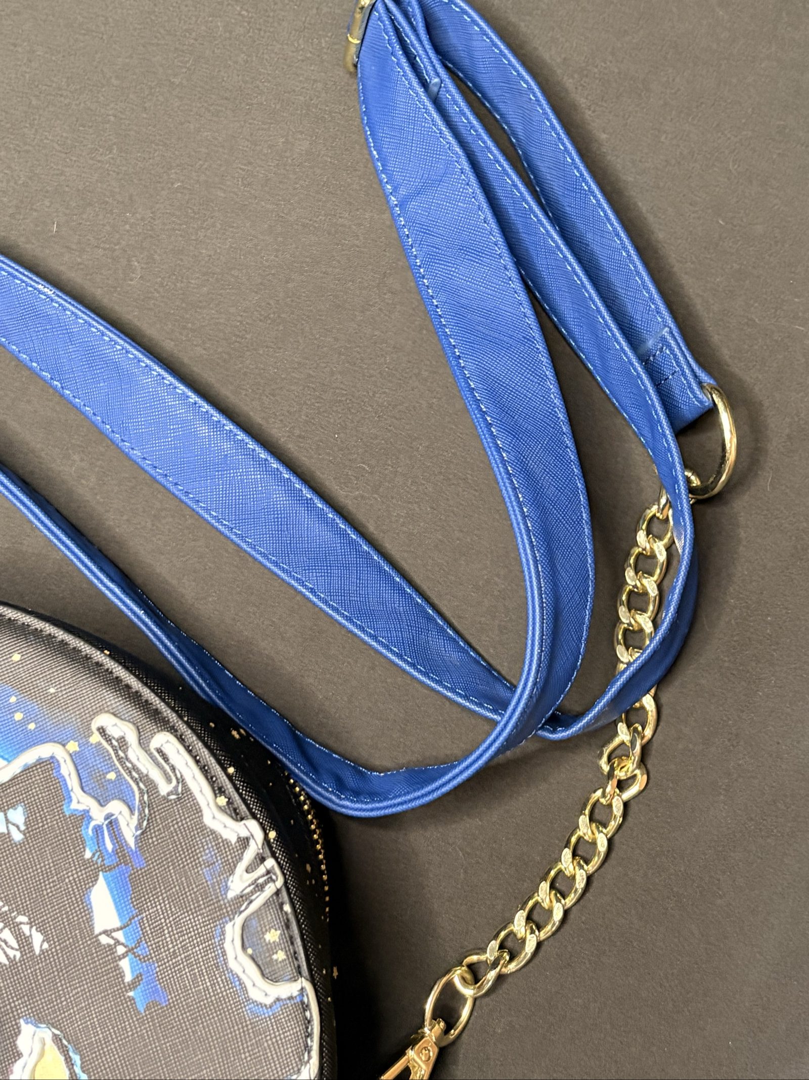 Loungefly Coraline Moon & Cat Circle Crossbody Bag Black & Blue image 3