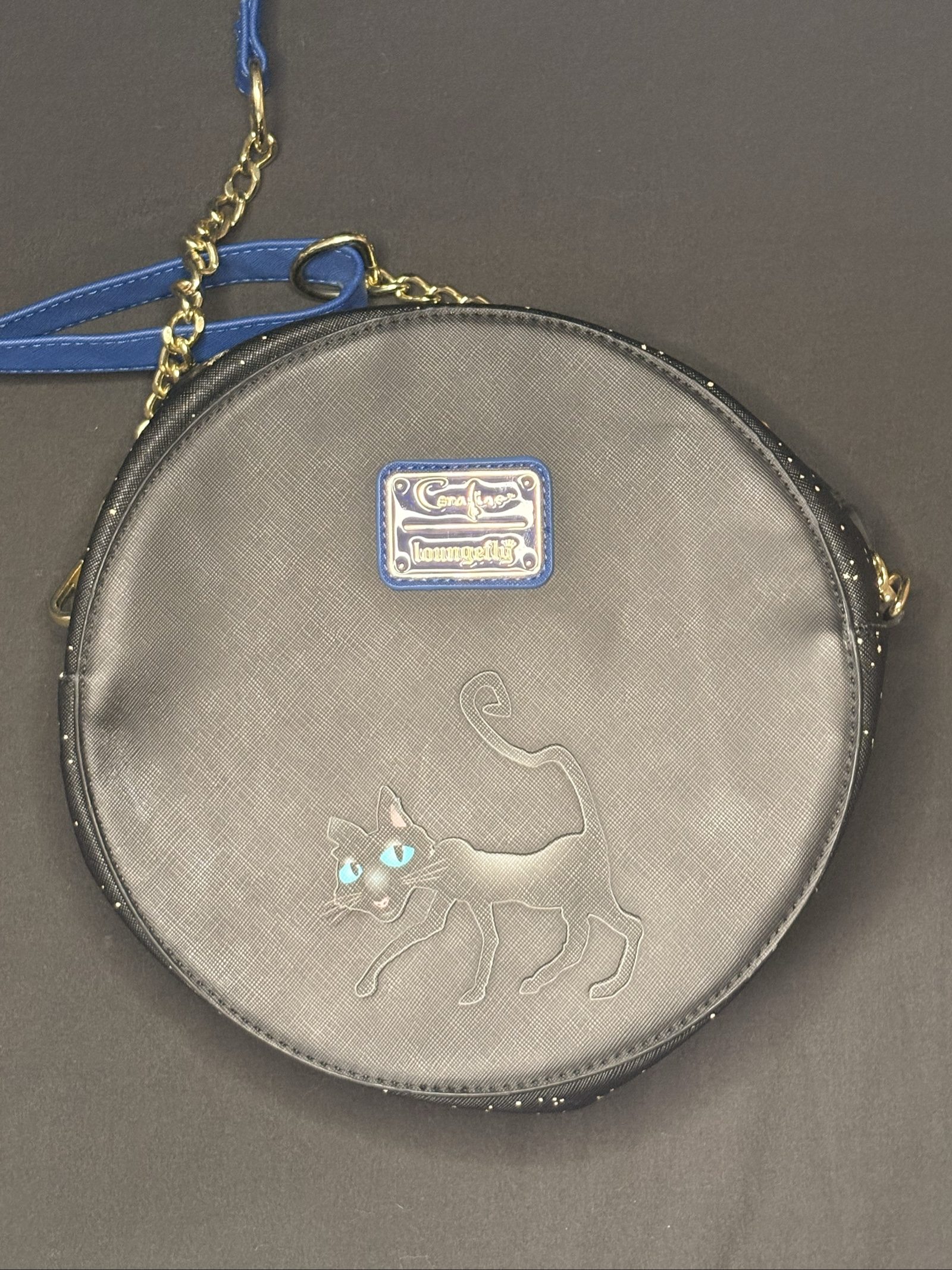 Loungefly Coraline Moon & Cat Circle Crossbody Bag Black & Blue image 5