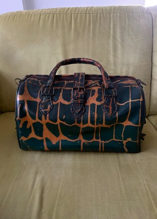 Bowling Bag Animal-Print Grün Orange Handtasche