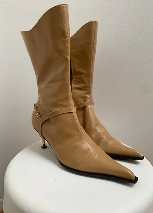 Guido sgariglia lederstiefel | designer | made in italy | vintage | beige