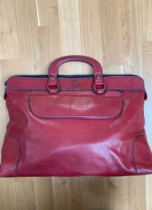 yorn bordo bordeaux leder business tasche weekender vintage rot