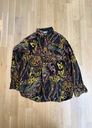 Elegance club hemd made in italy | größe s | viskose | schwarz gelb muster