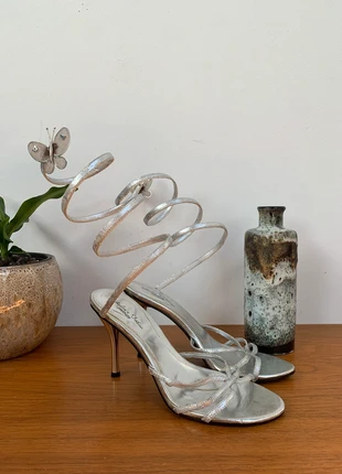 silberne riemchen high heels mit schmetterling gr 39 y2k party glam