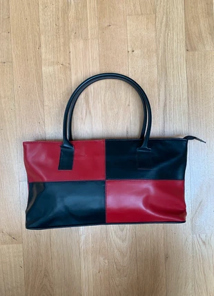 vintage patchwork tasche rot schwarz y2k handbag shopper retro