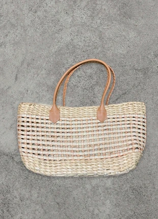 korbtasche bast shopper sommer strandtasche boho beige naturlook