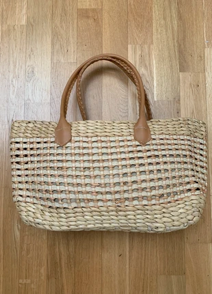 Korbtasche Strohtasche Boho – Ledergriffe Beutel-Innenfutter