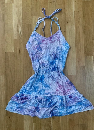 Smash Sommerkleid minidress Halterneck All-Over-Print blau/lila