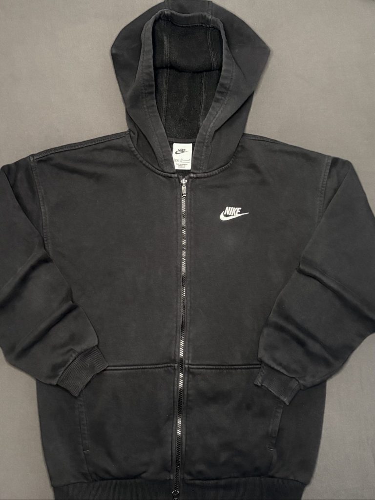Nike Kids Black Zip Hoodie Large 146-156cm Cotton Fleece