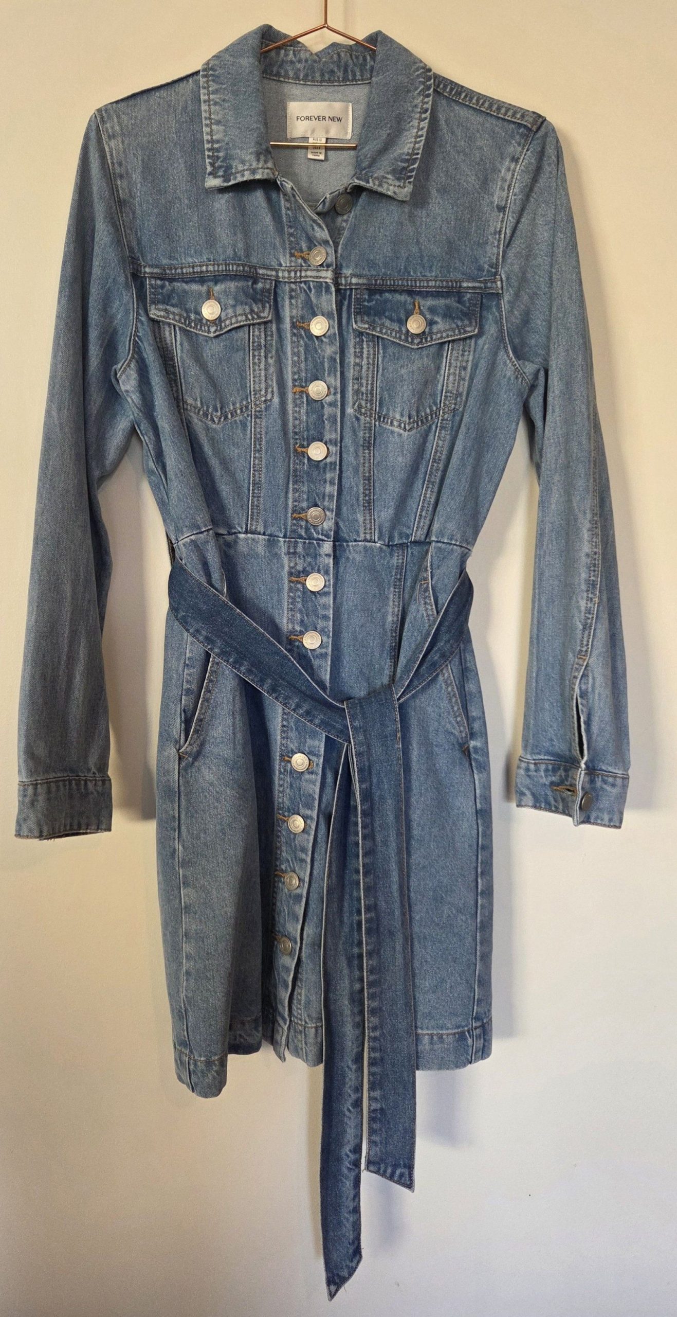 Forever New Women Blue Denim Dress Size 10 image 2