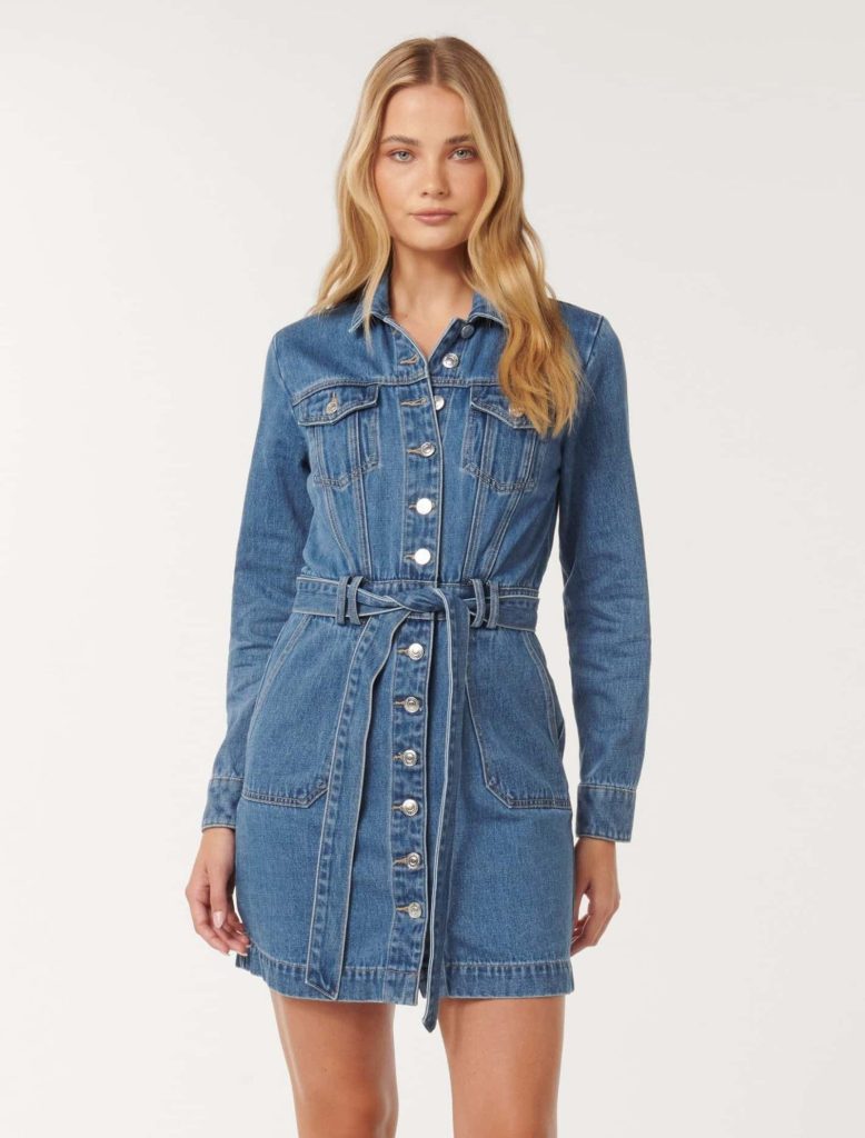 Forever New Women Blue Denim Dress Size 10