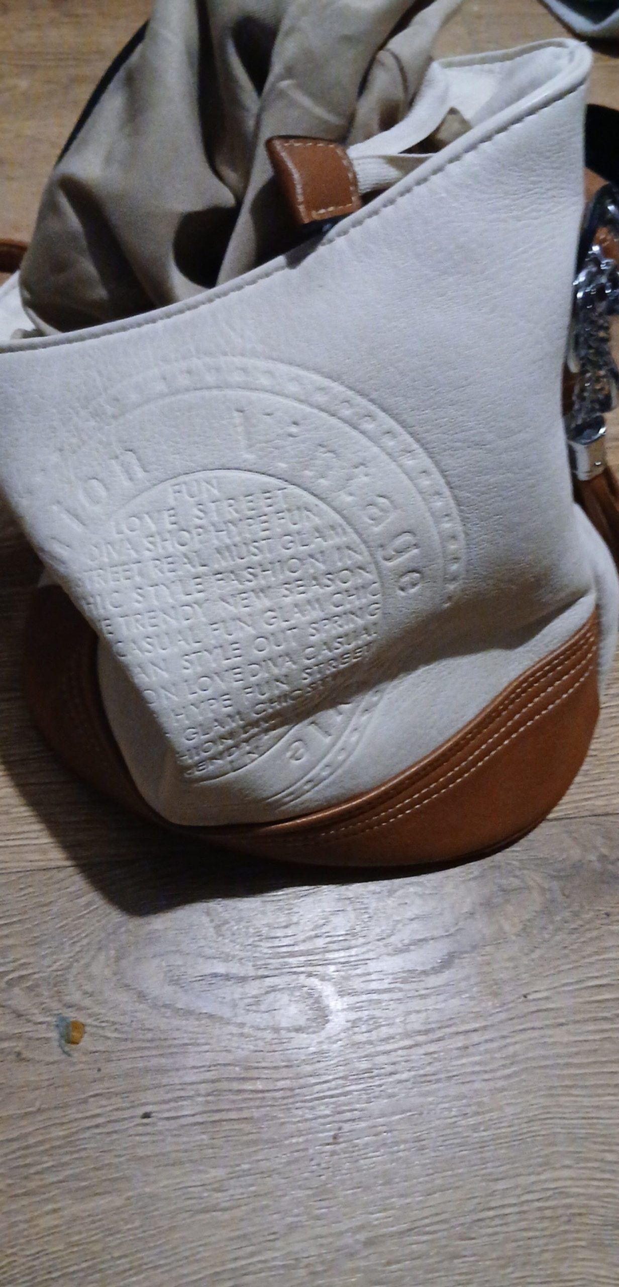 Beige & Brown Unisex Casual Shoulder Bag