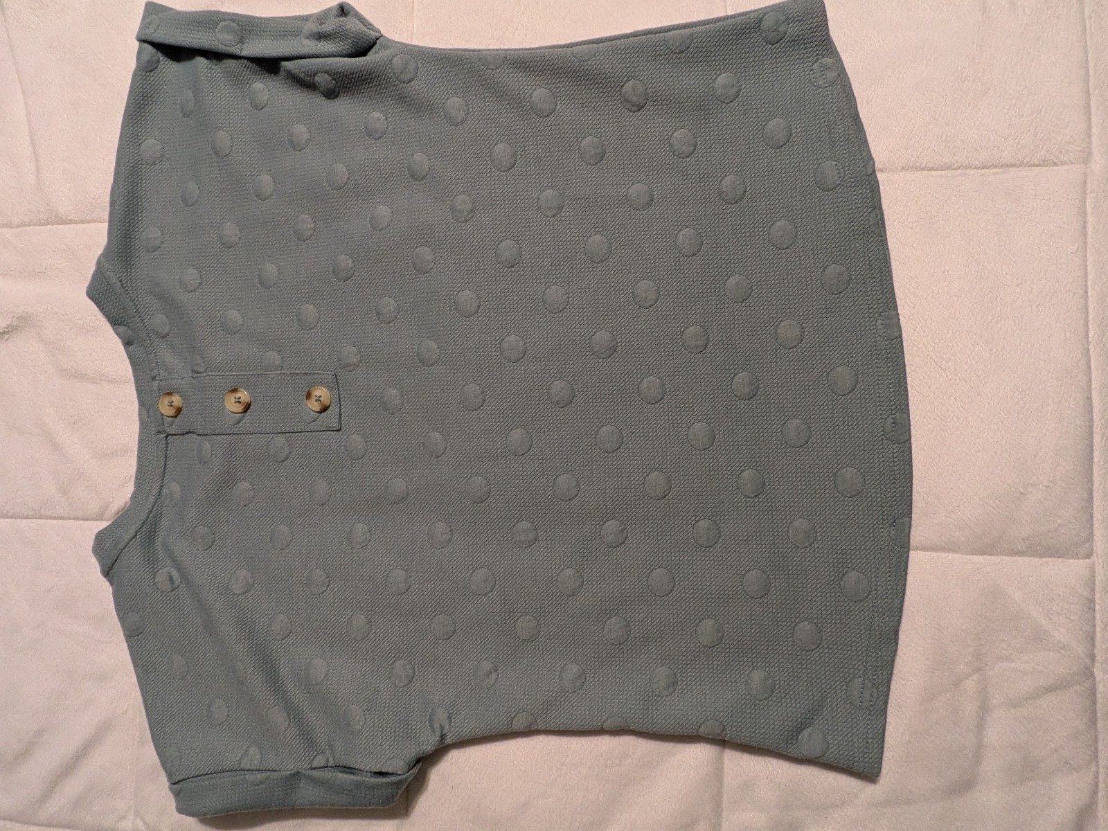 blu pepper Women Blue Polka Dot Knit Top Small Sleeveless image 3