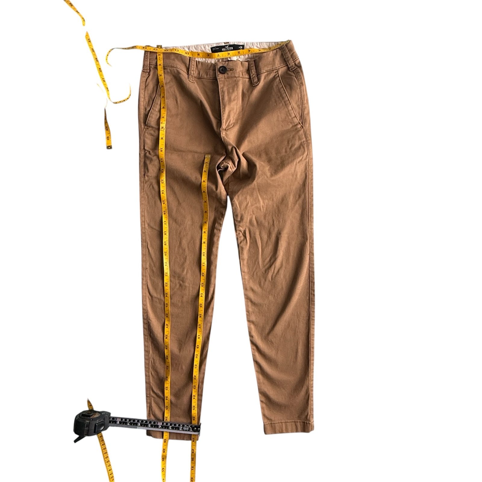 Hollister Men's Brown Super Skinny Chino Pants 28x30 Stretch image 6