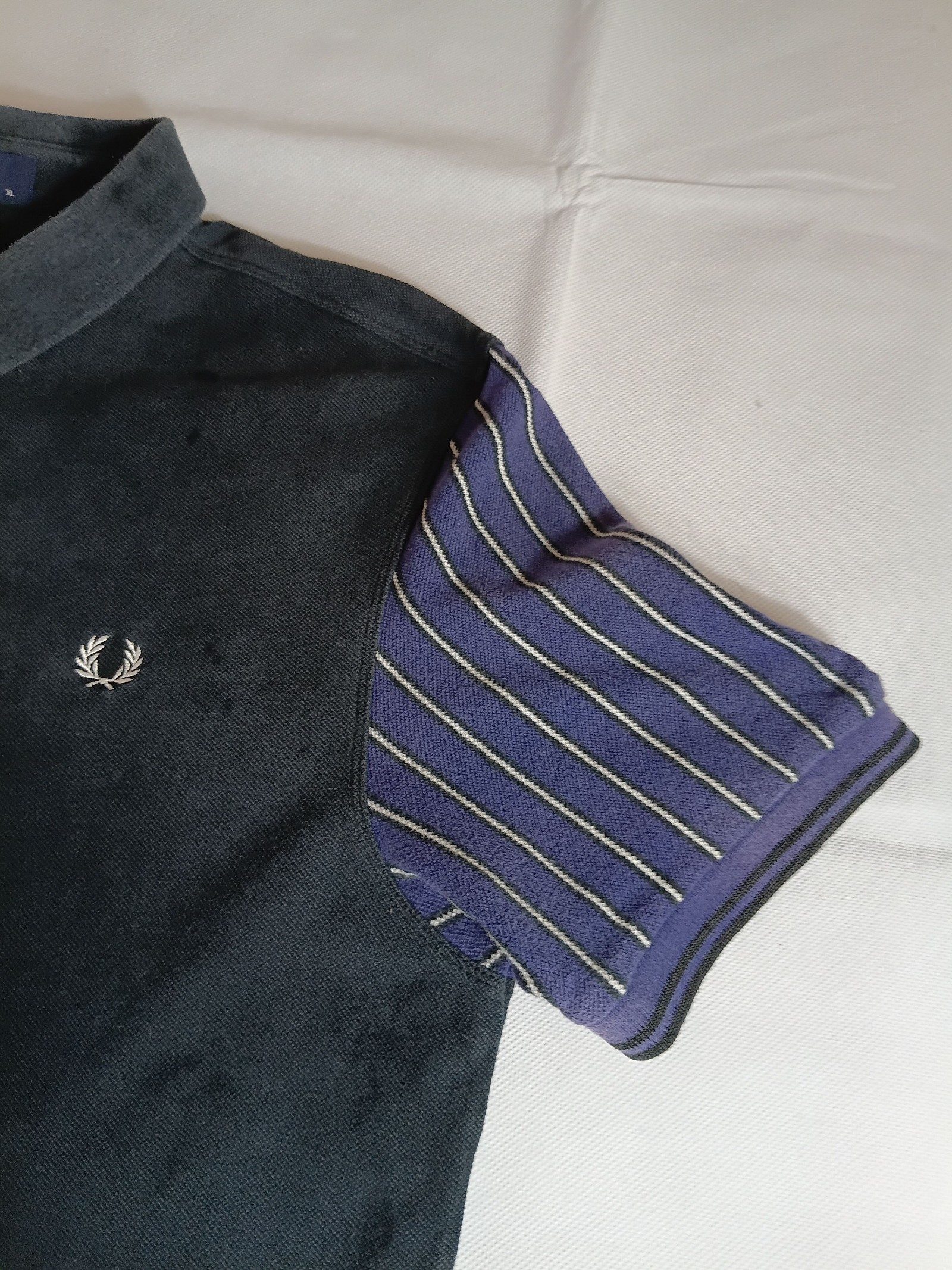 Fred Perry Navy & Purple Striped Sleeve Polo Shirt XL image 6