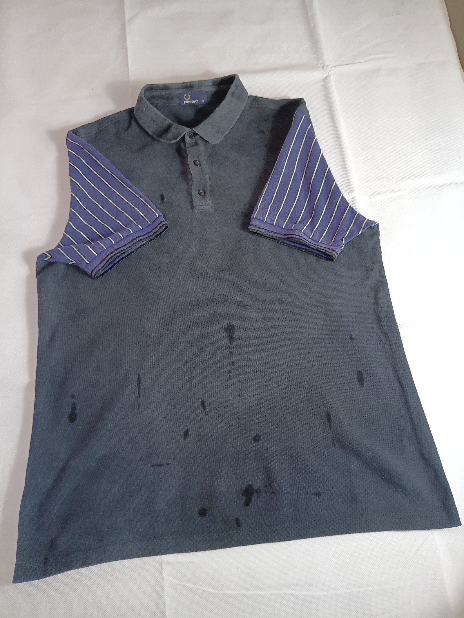 Fred Perry Navy & Purple Striped Sleeve Polo Shirt XL image 7