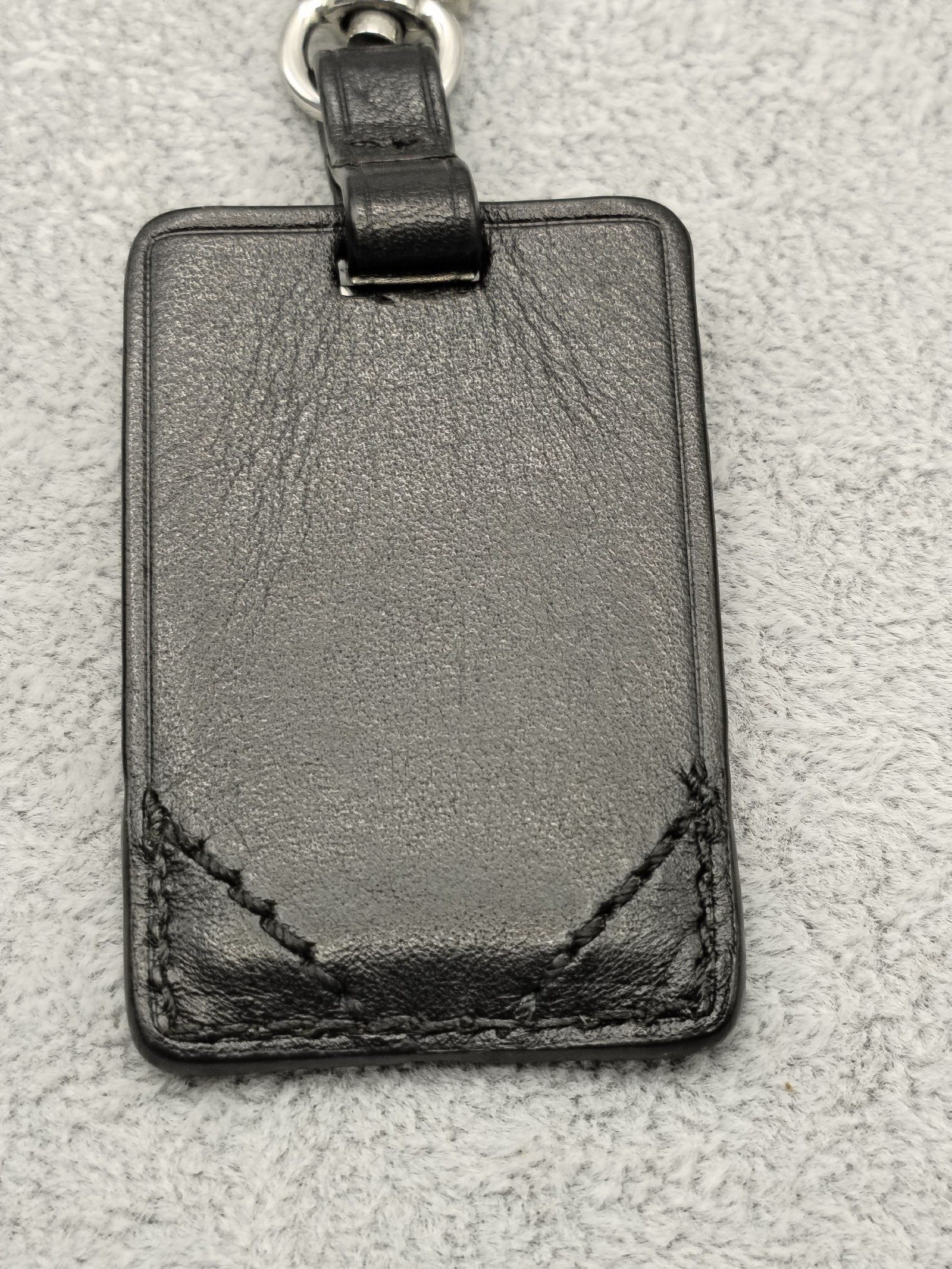 Tumi Silver & Black Metal & Leather Key Chain Unisex image 7