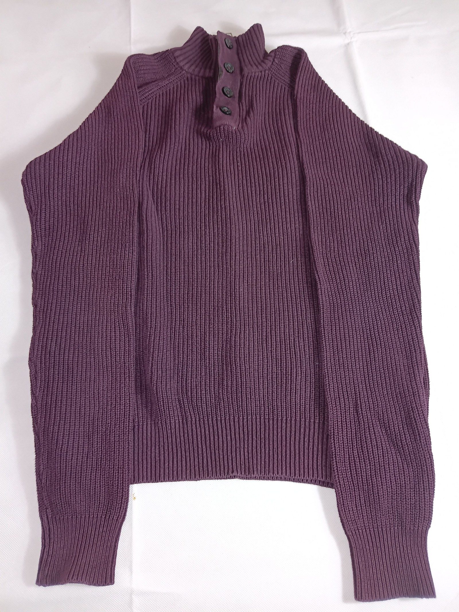 Brave Soul Purple Ribbed Knitted Sweater XL Button Neck image 3