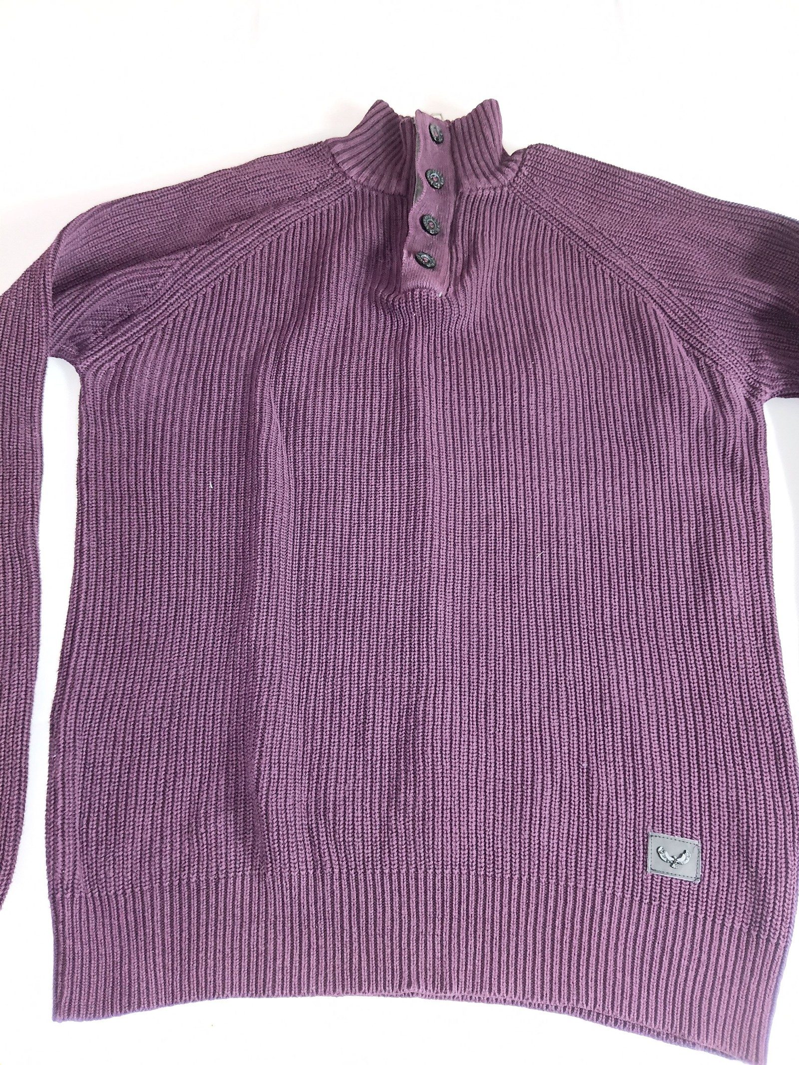 Brave Soul Purple Ribbed Knitted Sweater XL Button Neck image 6