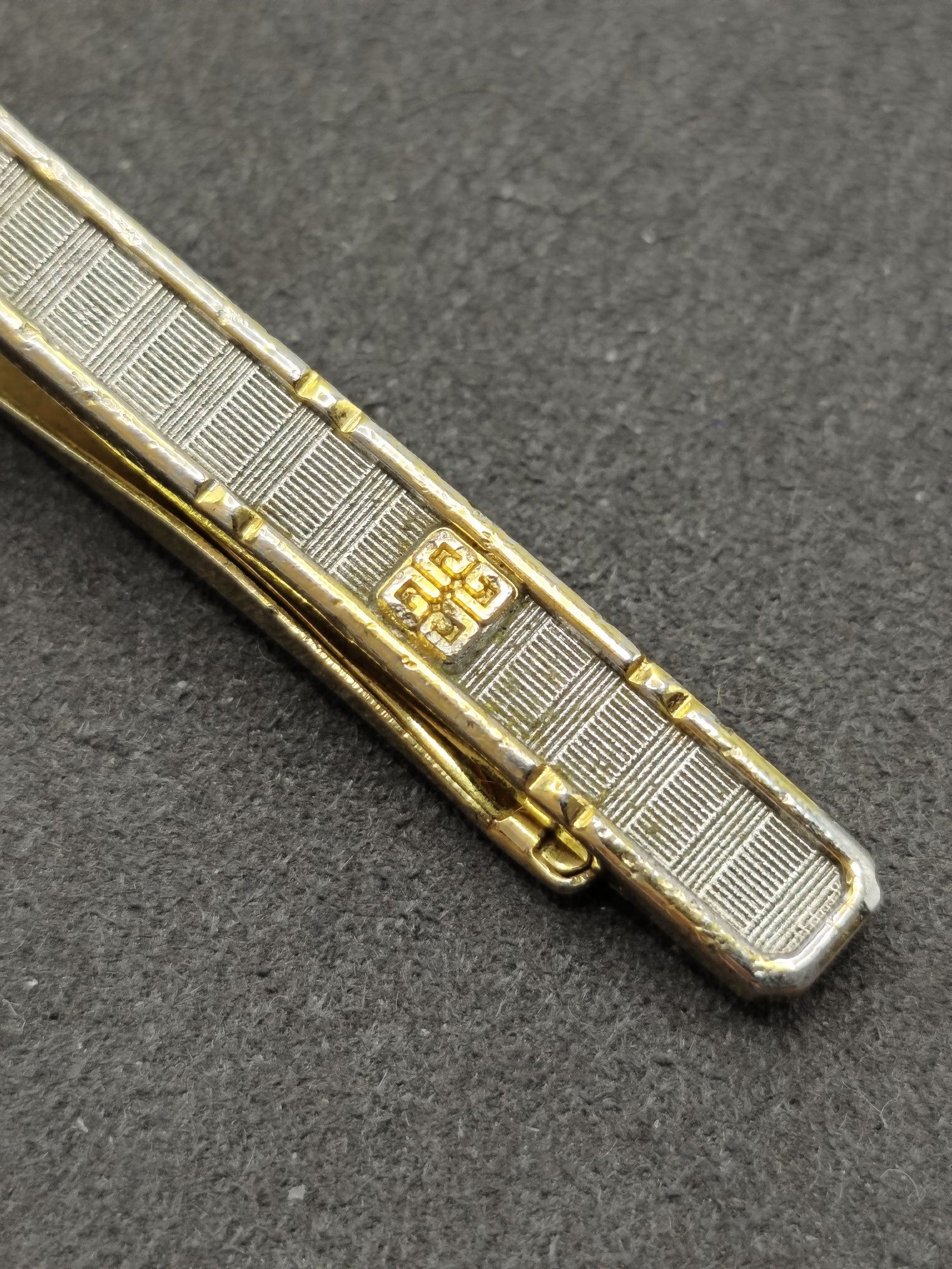 Givenchy Men's Gold & Silver Tone Geometric Patterned Tie Clip image 3